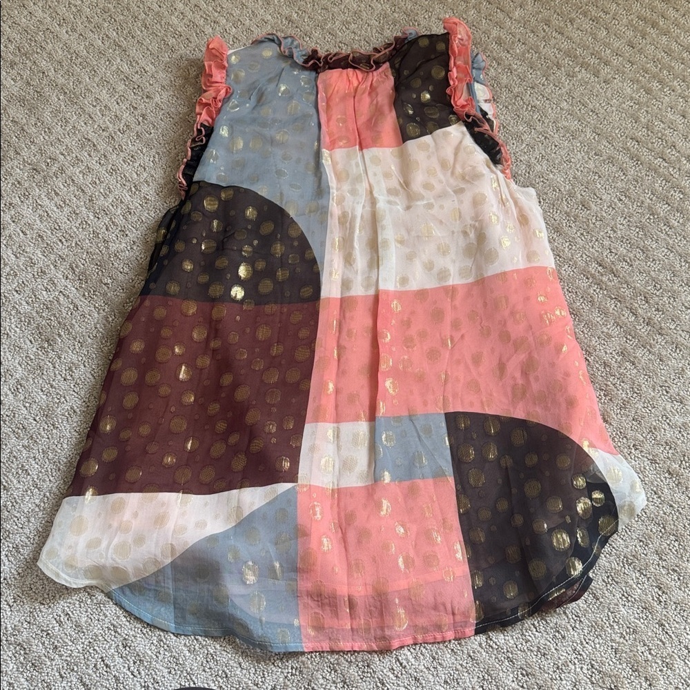 Maeve by Anthropologie Sheer Ruffle Neck Polka Dot Sleeveless Top - Picture 9 of 9